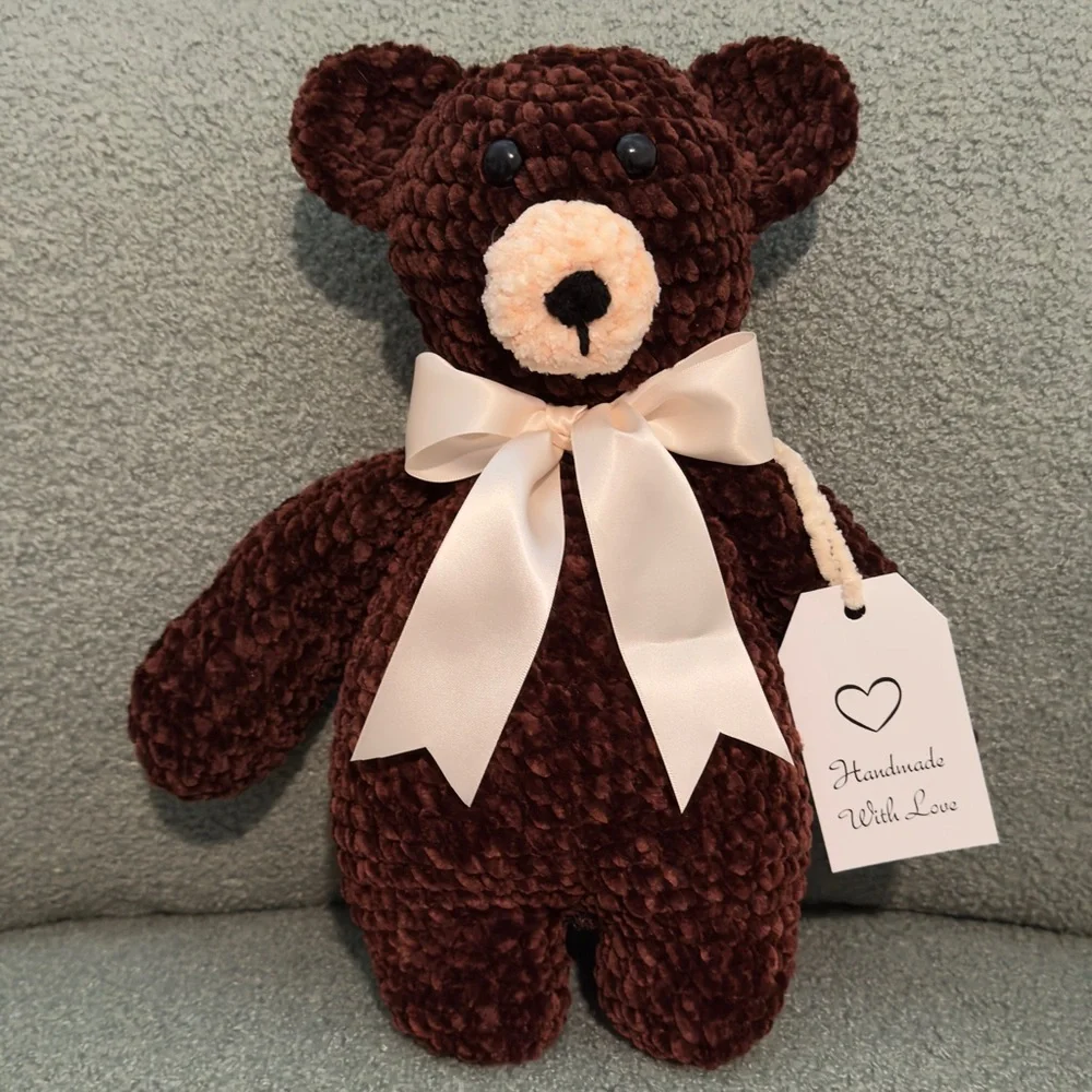 NWT Plushy Bear Handmade With Love Dark Brown